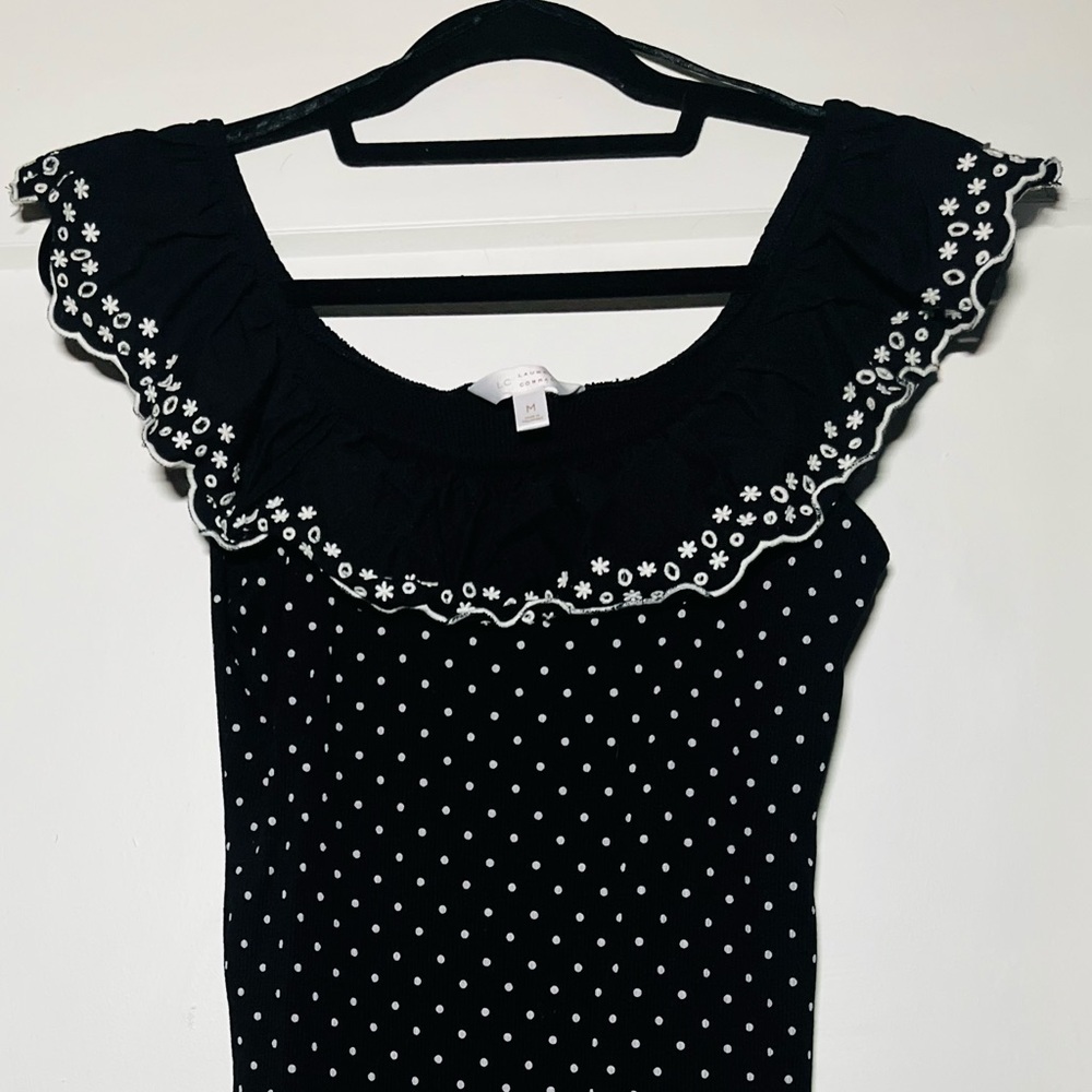 LC Lauren Conrad Black and White Polka Dot Bodysuit